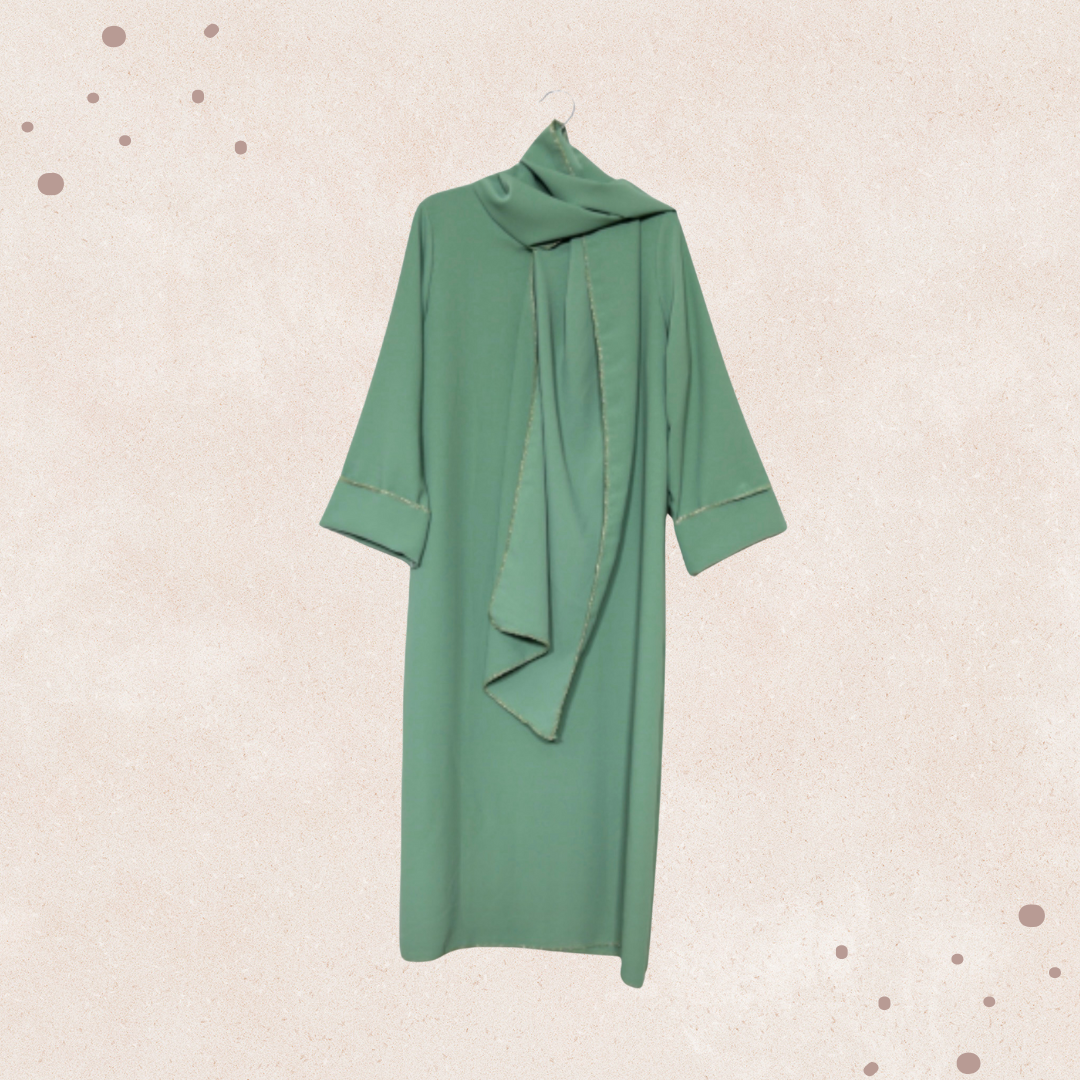 Abaya met vastzittende hijaab