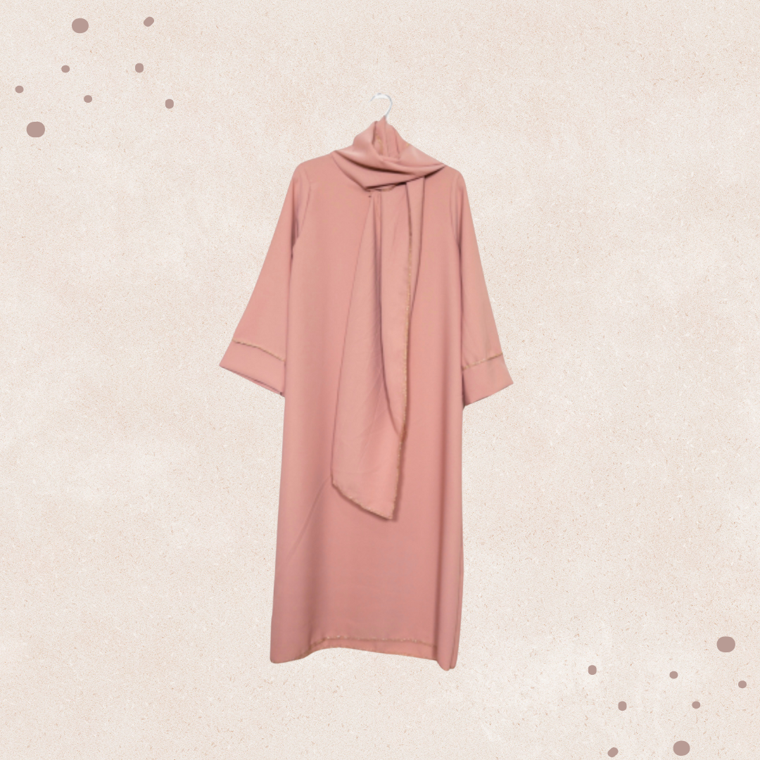 Abaya met vastzittende hijaab